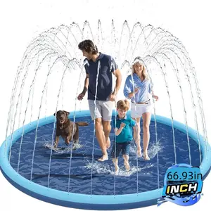 Vistop Kids & Pet Dog Non-Slip Splash Pad, Thickened Water Pool Toy, Outdoor Summer Fun, Backyard Fountain Play Mat, 66.93 Inches, Blue