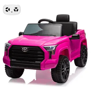 GARVEE 12V Licensed Toyota Electric Ride-On Car with Remote Control, MP3, LED Lights, Suspension, Double Doors, and Safety Belt - Battery Powered Truck for Boys and Girls in Rose Color