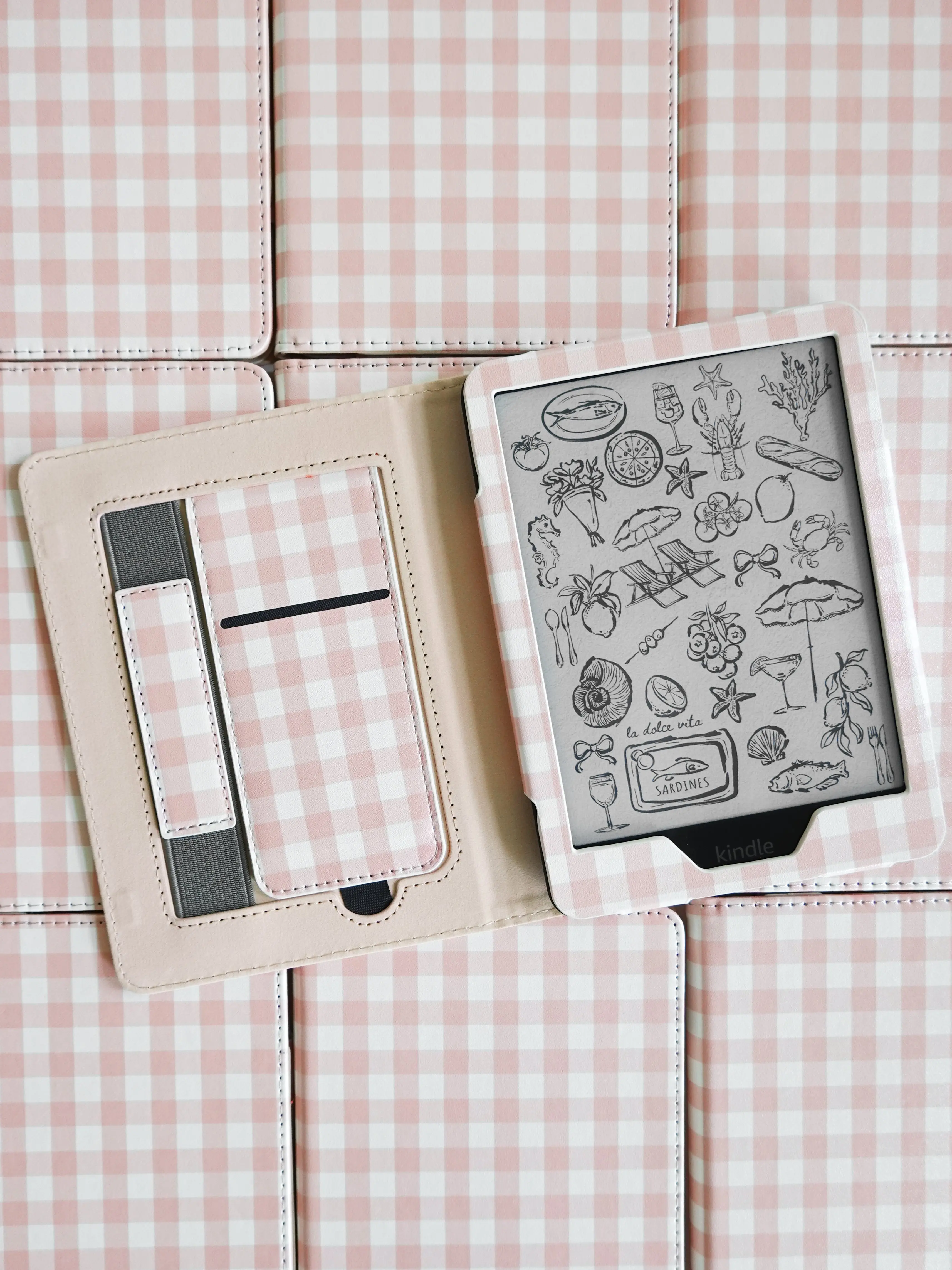 Pink Gingham Kindle Case