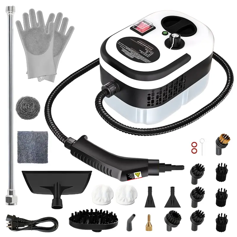 2500W Power Handheld Steam Cleaner - High-Temperature Pressurized Compact Body, Easy to Carry Machine with Multi-Head Brushes, Handheld Reaches Tight Spots, Steam Cleaner for House Great for Kitchens, Cars, Bathrooms