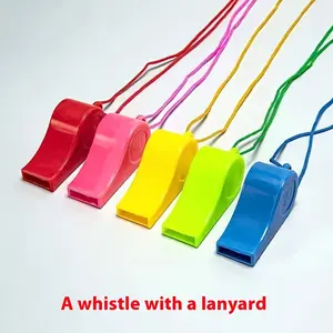 Plastic Whistle with Lanyard, Sports Equipment, Colorful Referee Whistle, Command Whistle, Toy, Game, Classroom Rewards, 2pcs Random Colors