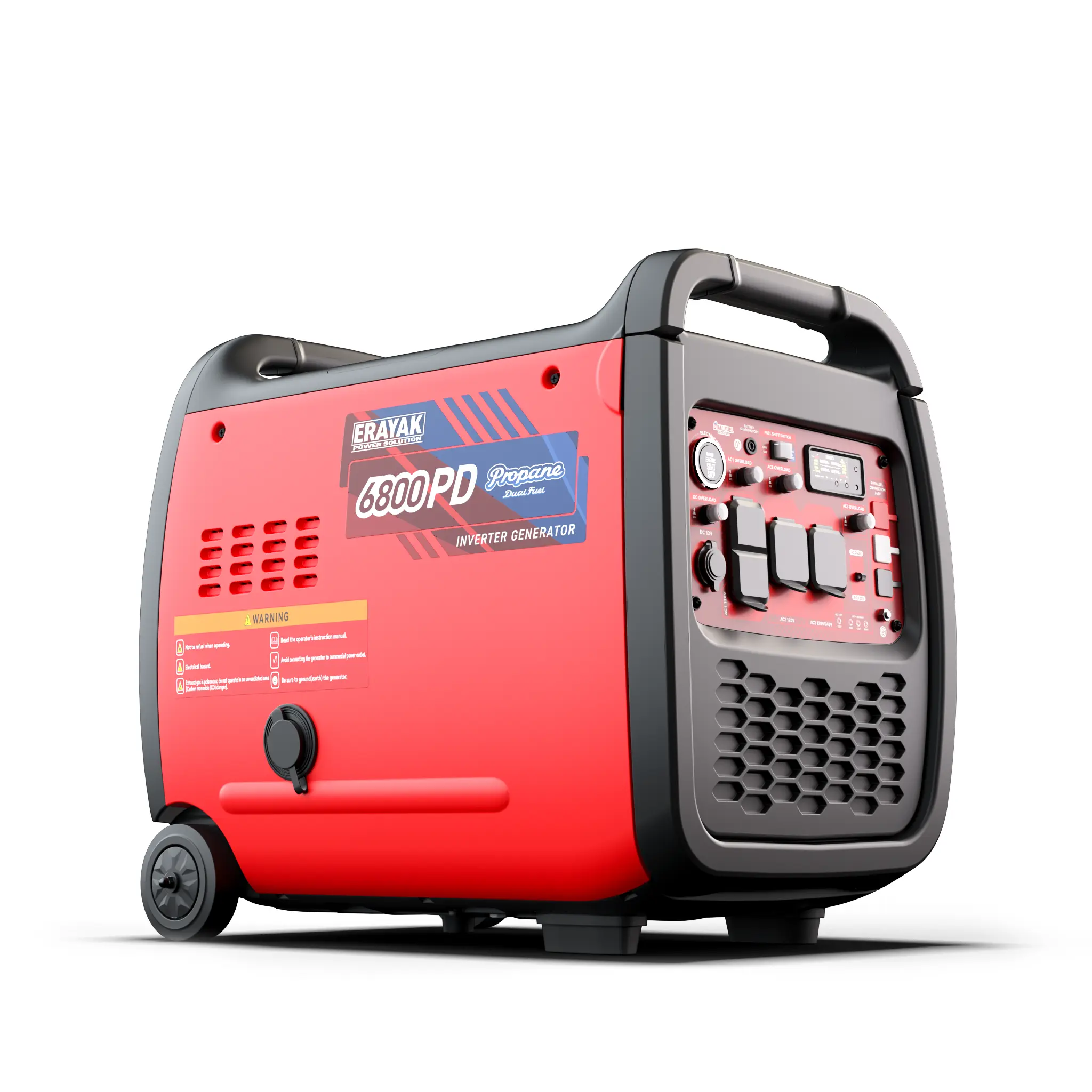 Erayak 6800W Portable Inverter Generator | 120V/240V For RV & Home Backup, Dual-Fuel