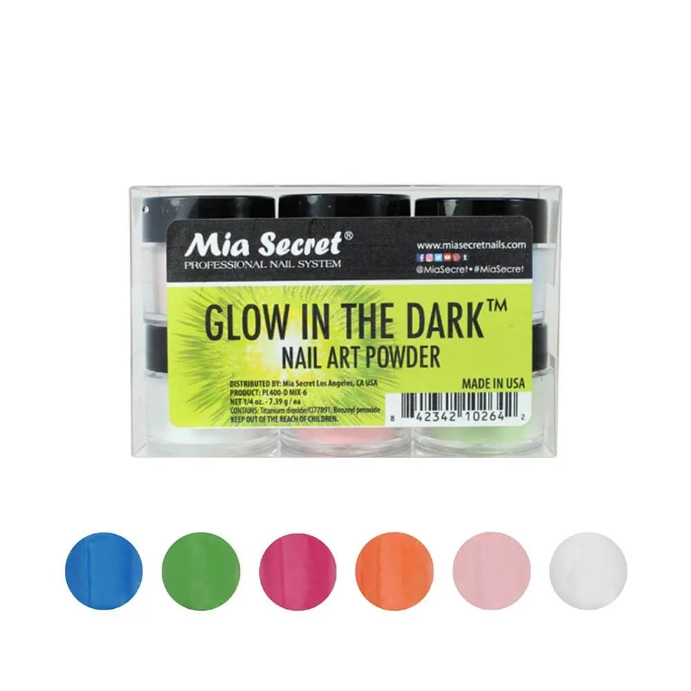 Glow In The Dark Nail Art Powder Collection (6PC) Glow In The Dark Nail Art Powder Collection (6PC)