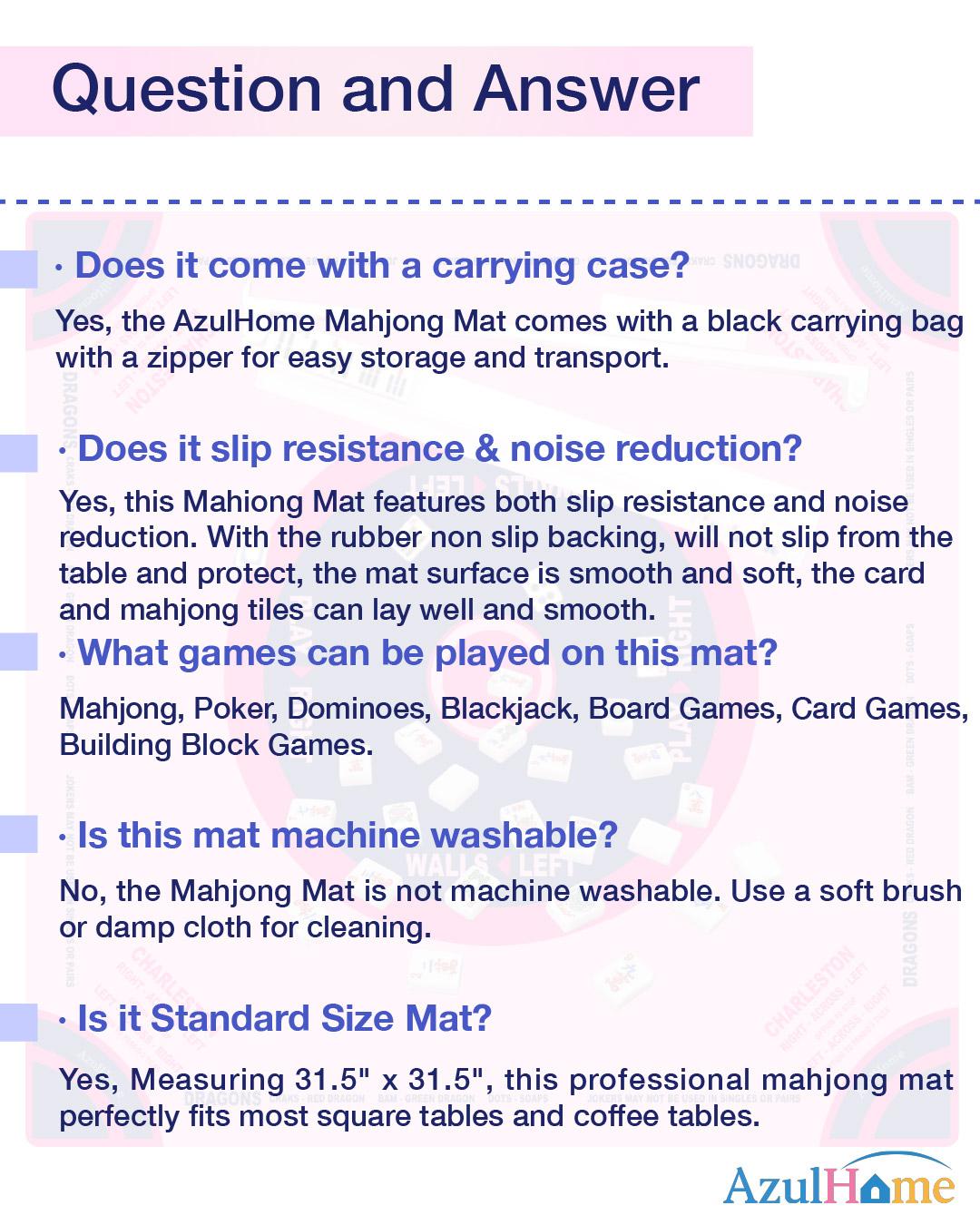 Pink & Blue Mahjong Mat (31.5"X31.5") with Black Carrying Bag, Anti-Slip, Noise-Reducing Mahjong Mat for Table, Board Games, Tile Games and Cards