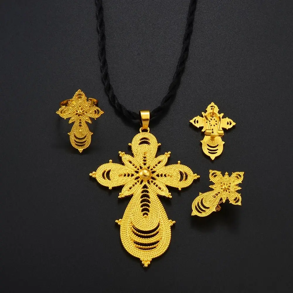 Ethiopian Jewelry Set | Cross Pendant Necklace Ring &