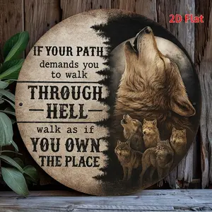 Wolf Howling Wall Art Metal Decor 2D Flat Print Inspirational Cry Design for Home Office Bedroom Coffee Shop Garage Holiday Gift Perfect Decorations