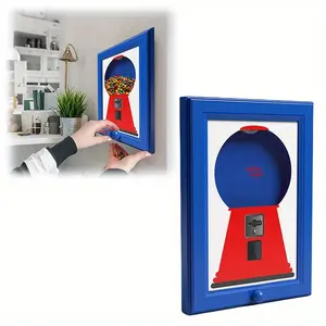 1 piece wall mounted square candy dispenser, photo frame shaped candy dispenser, hanging candy photo frame, convenient and quick to dispense candy, nuts,perfect Christmas gift，birthday gift