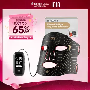 INIA GLOW 2 Red Light Therapy Mask , 4 Light Modes with 850nm NIR, 2600mAh Rechargeable LED Face Mask for Skincare at Home and Travel, Mother's Day Special Gift