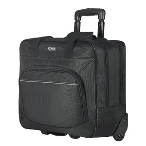 fathersdaygift VEVOR Rolling Laptop Bag, Fits Up to 15.6 Inch Laptop, Wheeled Briefcase, Roller Computer Tote Bag with Wheels Telescoping Handle, Laptop Case for Work Travel Business Office, Women Men (Black)