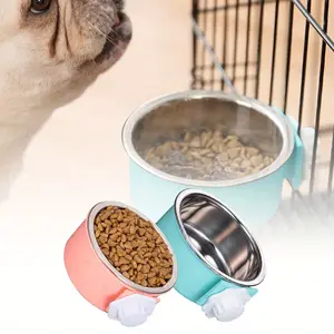 2 Pack Crate Dog Bowl Set,Removable Stainless Steel Pet Kennel Hanging Food Water Feeder Bowl,Cage Coop Cup for Puppy Medium Dog Cat Rabbit Ferret Bird,Christmas Party Gifts,Hand Tools Kits