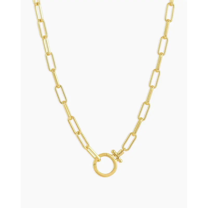 gorjana – Parker Necklace – 18K Gold-Plated Paperclip Chain – Timeless & Customizable Jewelry – Elegant Foundation for Layered Looks