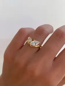 925 Silver V-Shape Marquise Zircon Ring for Women