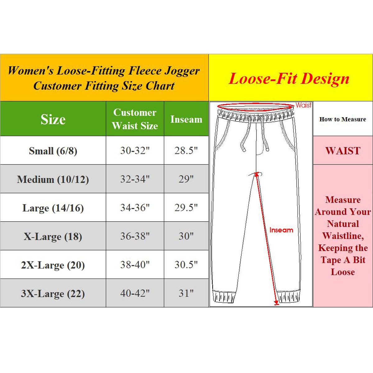 Women's 3pcs Loose Fit Fleece-Lined Classic Joggers Size S-2XL