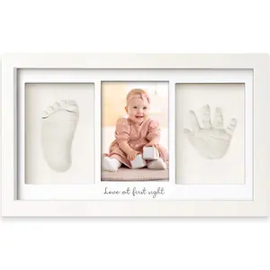 KeaBabies Baby Hand and Footprint Kit - Clay Handprint Keepsake Frame, Newborn Nursery Picture Frame, Personalized New Mom Gifts for Baby First Christmas Shower