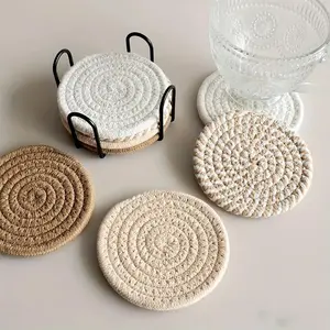 Round Coasters, 8-Piece Set — Absorbent Non-Woven Fabric Coasters for Kitchens and Coffee Tables | Home Decor & Ideal Gift Choice