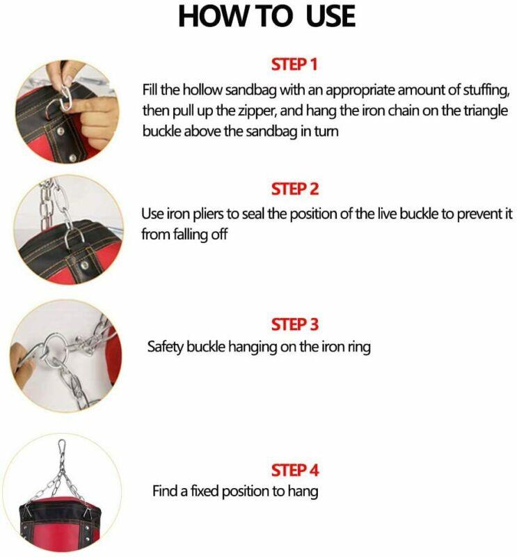 24'' Punching Bag for Adults,Men,Women,Kids, Hanging Punching Bag with Boxing Gloves, Chains, Wristband, Heavy Boxing Bag for Training, Karate, Kickboxing, Muay Thai -Unfilled (Red)