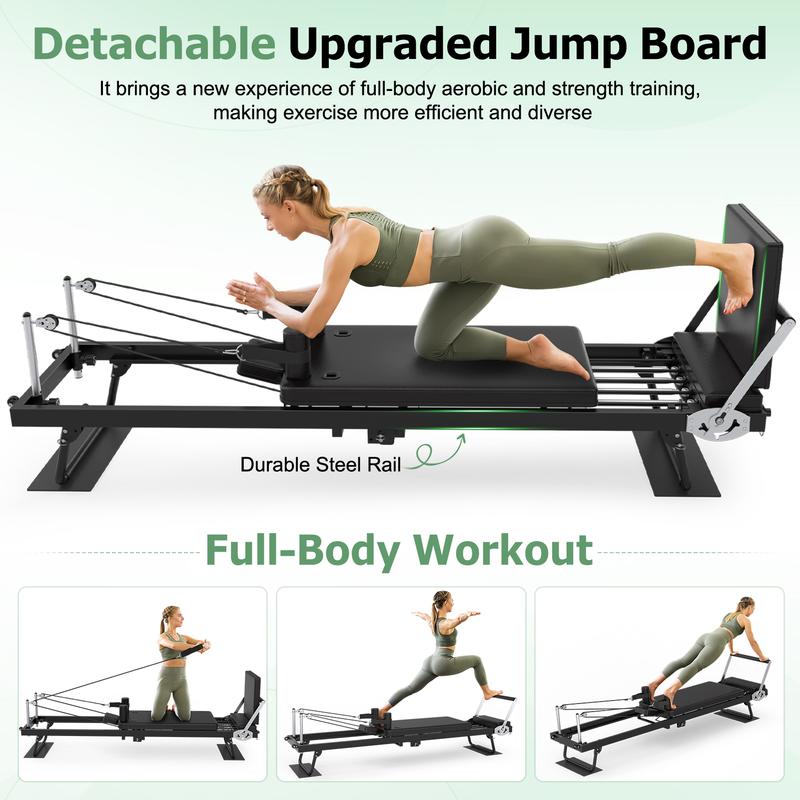 Bearbro Pilates Reformer, Foldable Reformer Pilates Machine with Jump Board, 91.3in Extended Frame, 2 Resistance Combinations for All Levels, Pilates Equipment for Home Gym Workout (Up to 400 LBS) Bearbro Pilates Reformer, Foldable Reformer Pilates Machine with Jump Board, 91.3in Extended Frame, 2 Resistance Combinations for All Levels, Pilates Equipment for Home Gym Workout (Up to 400 LBS)