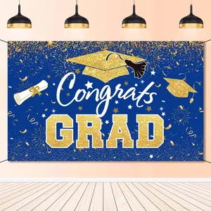 【graduation2026】Graduation Party Decorations - Red Gold Congrats Grad Class of 2026 Backdrop Banner Large Sign Wall Decorations Photography Background Party Supplies for 2026 Graduation Party Decorations43x71in