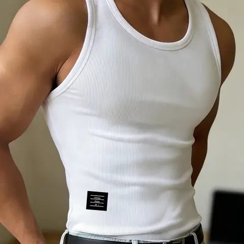 Men's Ribbed Fitted Sleeveless - Minimalist Casual Basic Undershirt, Tank Top, Vest Top, Clothes, Sleeveless Tanks