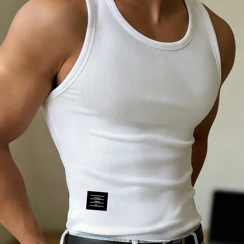 Men's Ribbed Fitted Sleeveless - Minimalist Casual Basic Undershirt, Tank Top, Vest Top, Clothes, Sleeveless Tanks
