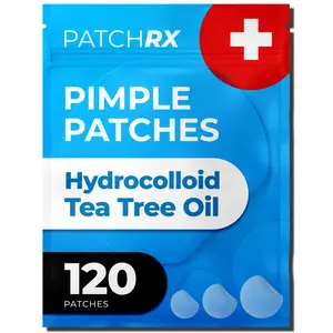 PatchRx Pimple Patches for Face, Hydrocolloid Acne Patches with Tea Tree Oil, Pimple Stickers - Acne Pimple Patches For Face - Zit Patches