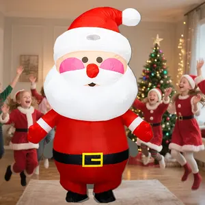 Classic Christmas Polyester Inflatable Festive Costume, Youth/adult Size Fits 155-185cm, Includes Fan & Battery Box, Perfect for Holiday Parties