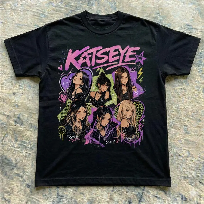 Vintage 90s Katseye Beautiful Chaos Shirt, Kpop Vintage Graphic Tee, Music Fan Merch Gift, Eyekon Kpop Fan Gift, Katseye Concert Tee