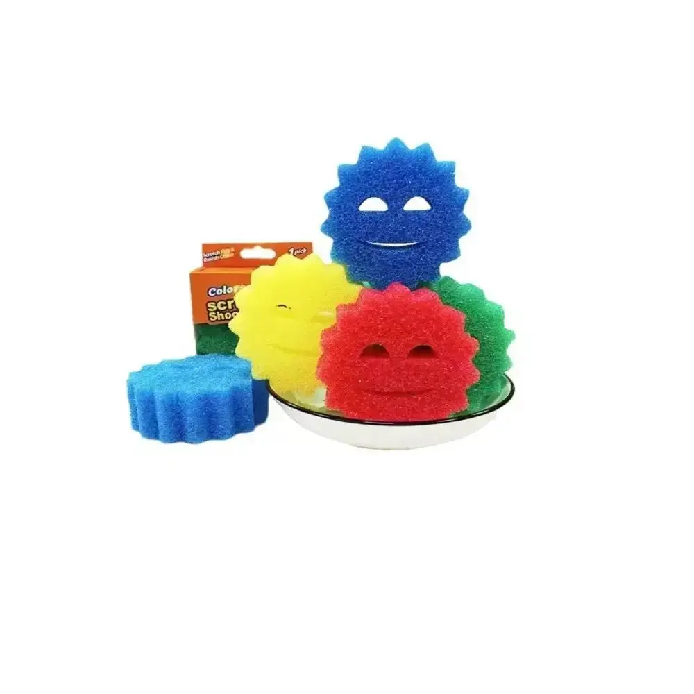 Reusable Sponges Temperature Sensing Sponge Car Cleaning Brush Smiley Face Sponge Clean Glass Windows Cleaning Tool Box