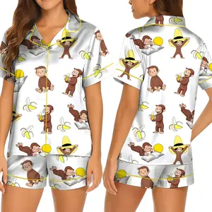 Punch Monkey Satin Pajama Set, Cozy Nightwear Outfit, Cute Animal Sleepwear, Monkey Punch Matching Family Pajamas, Kids Matching Pajama Set