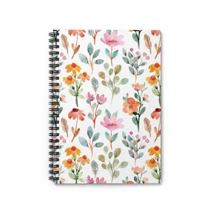 Watercolor Floral Spiral Notebook - Ruled Line