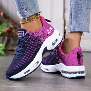 Women's Wearproof Casual Running Footwear Lightweight Breathable Supple Cushioned Gym Training Red Sneakers