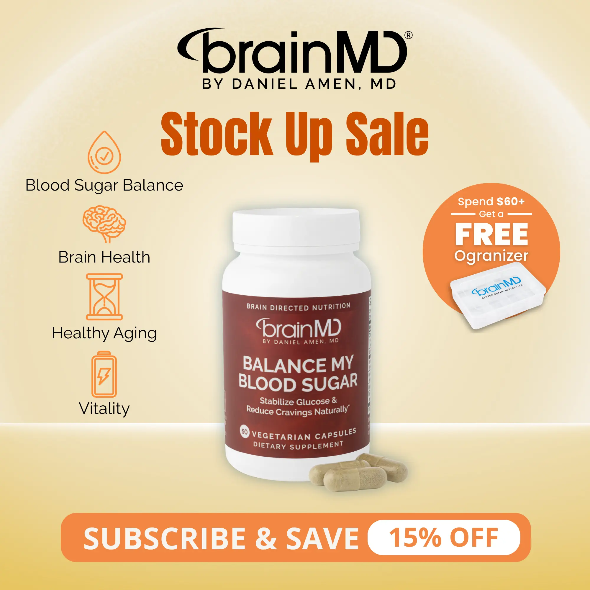 Balance My Blood Sugar | BrainMD | 60 Capsules | Blood Sugar & Metabolic Support | Craving Control & Steady Energy | GlucoVantage Dihydroberberine with Gymnema Sylvestre