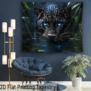 One large-sized cunning aquatic tiger gaze aesthetic printed tapestry, polyester fiber printed tapestry, birthday gift, room decoration, party decoration, suitable for living room, bedroom, dormitory, with free hanger