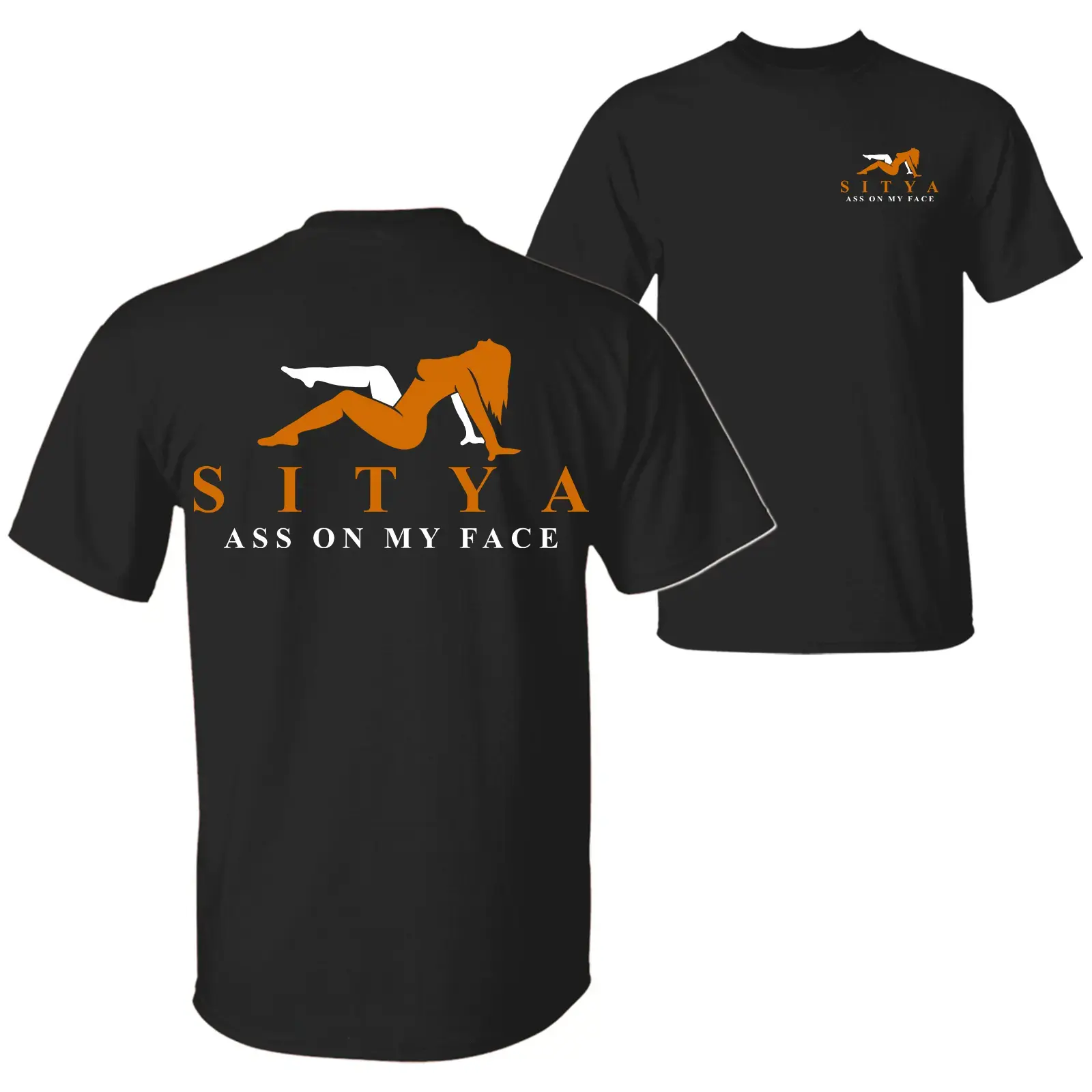 SITYA "Ass on My Face" Parody Logo Funny Quote Casual Short-Sleeve Round Neck Streetwear T-Shirt, 2-Sided Sarcastic Humor Graphic Unisex Cotton Sports Top