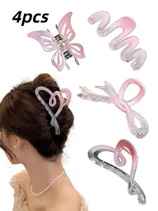 4pcs Women's Gradient Hair Clips, Abundant Back-Of-Head Design, Perfect for Braiding & Securing, Large Shark-Shaped Headpiece