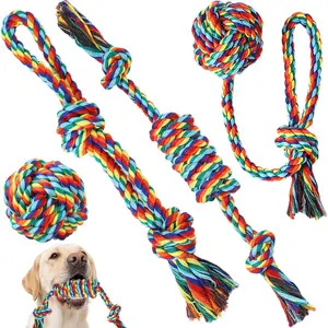 4 Piece Durable Dog Toys for Chewers, Interactive Pull Games, Teeth Cleaning, Puppy Training, Suitable for Large and Medium Dogs