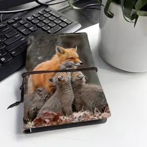 A6 Composition Notebooks, Premium Quality, 160 Pages Thick Paper, Metal Leaf & Tethered Fox Design, Cub on the Cover