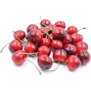Aliotech 26pcs Artificial Lifelike Simulation Small Red Black Cherries Fake Fruit Model Home House Kitchen Party Decoration Desk Ornament