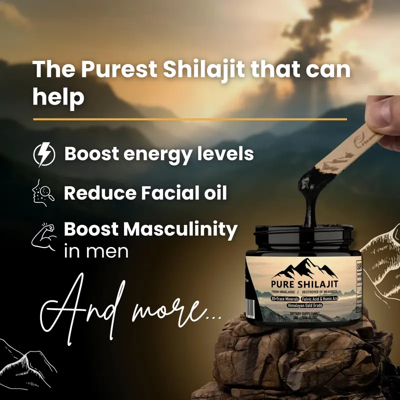 SCOLA Himalayan Pure 100% Shilajit Soft Resin - Organic, Extremely Potent, High Fulvic Acid - 60 Capsules - View #4