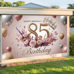 2D Flat - 2D Flat - A Single 2D Flat Banner, Designed As a Sophisticated Backdrop for an 85Th Birthday Celebration, Perfect for Both Indoor And Outdoor Use, Ideal for Party Decorations, Supplies, And Gift Pre