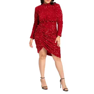 ELOQUII Women's Plus Size Ruched Sequin Dress