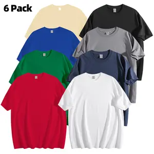 6 Pack Unisex Regular Fit Cotton T-Shirt Crew Neck Half Short Sleeve Summer Top Casual Solid Streetwear Comfortable Tees Basic Womenswear Shortsleeve Tshirt