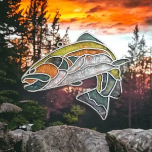 Hand made Faux stained glass trout