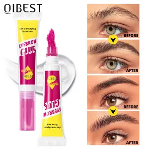 QIBEST Brow Glue – 24HR Strong Hold, Waterproof, Sweat-Proof, Natural Finish, Wild 3D Brows – Fluffy Look, Built-In Comb Eyebrow Shaper Set Eyebrow Lamination Kit