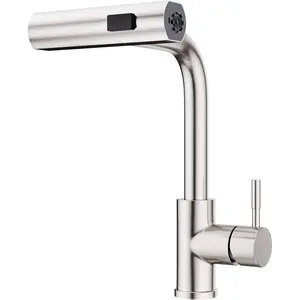 Kitchen Faucet with Pull Down Sprayer Brushed Nickel Waterfall Modern Kitchen Sink Faucet