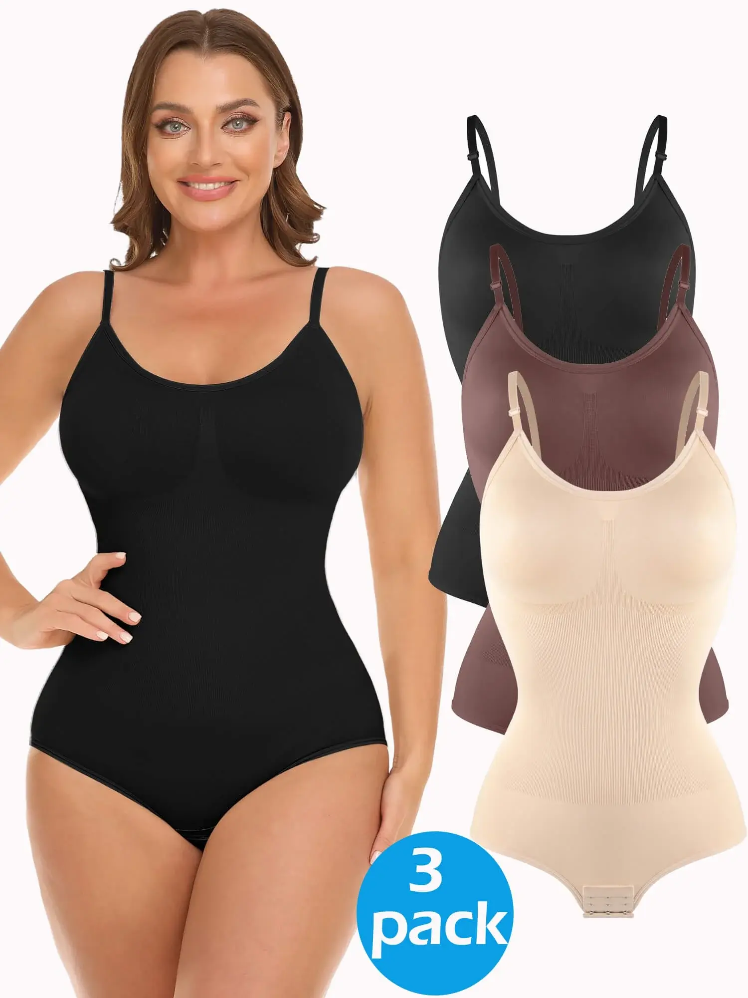 MANIFIQUE 3 Piece Shapewear Bodysuits Women Clothing Tummy Control Seamless Full Body Shaper V Neck Jumpsuits Top