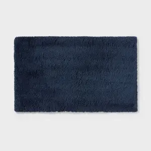 Threshold Tufted 40x24" Rectangle Bath Rug High Pile Spa Plush, Navy