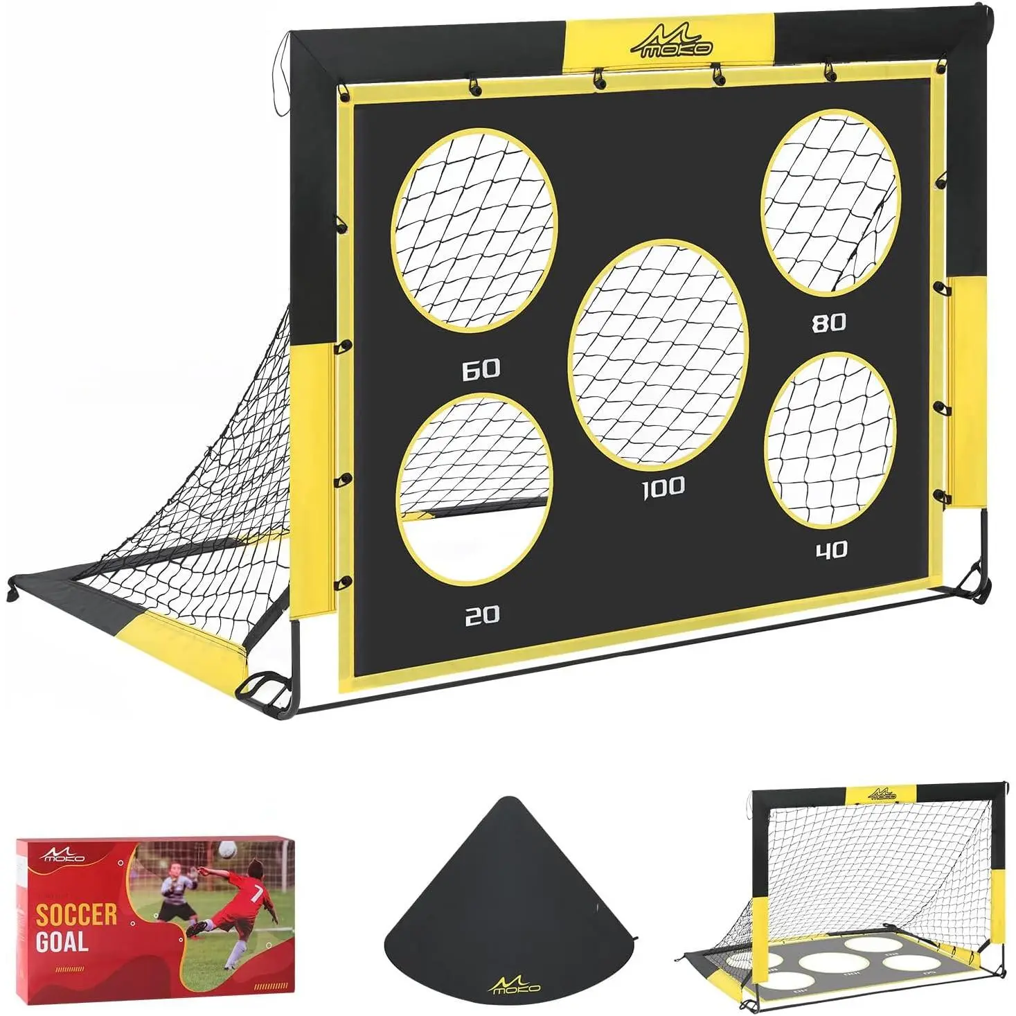 MoKo Backyard Soccer Goal for Kids - 4' x 3' Portable Pop Up Soccer Nets - 2 in 1 Soccer Net Set for Outdoor Indoor
