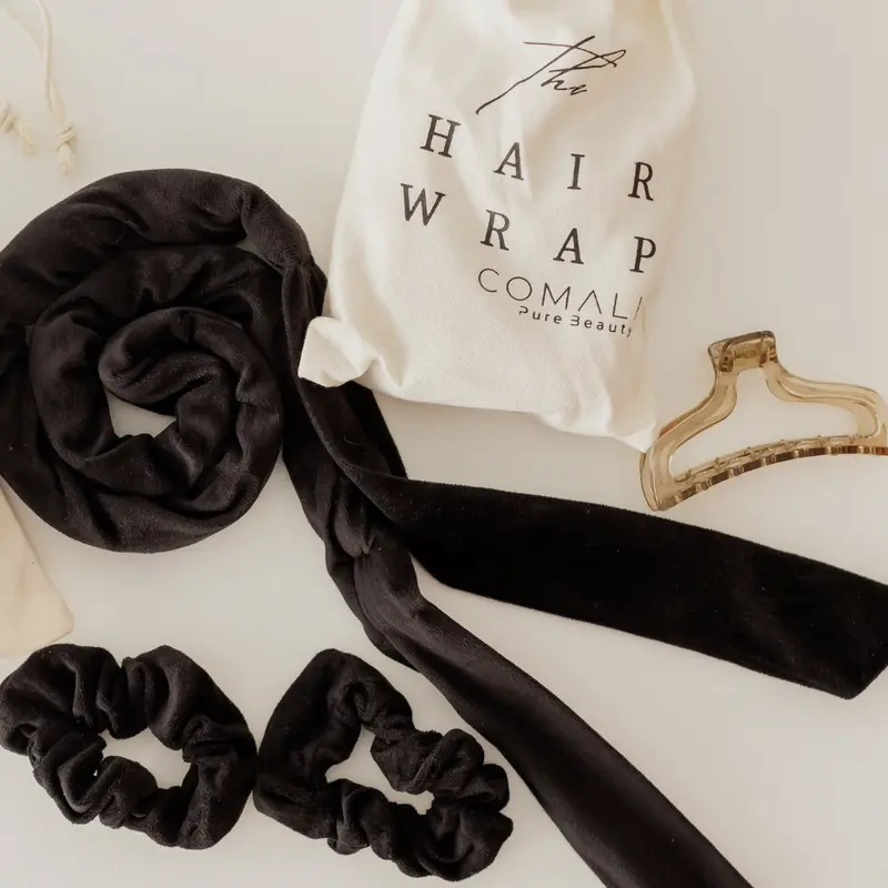 The Best Heatless Hair Curler Wrap by COMALI - Overnight Curls - BLACK