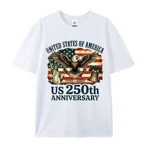 United States of American 250th Anniversary Oversized Casual Men's Letter Pattern Printed T-Shirt white tee soulja boy outfit 67 christian clothing gorlock destroyer blue silverfish clothes